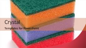  Presentation with sponges - PPT theme enhanced with stacked sponges isolated on white background cutout background and a gold colored foreground