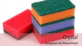  Presentation with sponges - Beautiful slide set featuring stacked sponges isolated on white background cutout backdrop and a red colored foreground
