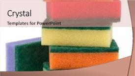  Presentation with sponges - Slides with stacked sponges isolated on white background cutout background and a coral colored foreground