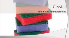  Presentation with sponges - Presentation theme with stacked sponges isolated on white background cutout background and a light gray colored foreground