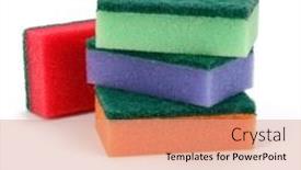  Presentation with sponges - Colorful PPT theme enhanced with stacked sponges isolated on white background cutout backdrop and a coral colored foreground