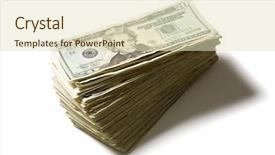  Presentation with floating dollar bills - Presentation theme featuring stacked twenty dollar bills isolated background and a soft green colored foreground