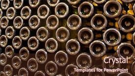  Presentation with cellar - PPT theme with stacked up wine bottles background and a wine colored foreground