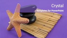  Presentation with zen stones - Audience pleasing presentation theme consisting of stacked zen stones with star fish on bamboo mat backdrop and a light blue colored foreground