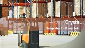  Presentation with food truck - Slide deck consisting of stacker truck equipment at food background and a red colored foreground