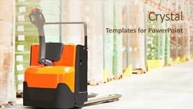  Presentation with pedestrian - Colorful slide set enhanced with stacker truck equipment at warehouse backdrop and a lemonade colored foreground