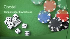  Presentation with casino - PPT layouts with stacking on a green felt background and a ocean colored foreground