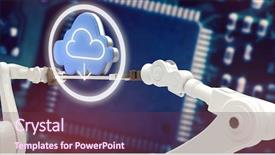  Presentation with circuit - Amazing slides having stacks computer science - cloud icon with arrow sign backdrop and a tawny brown colored foreground