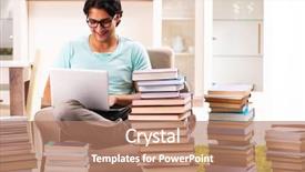  Presentation with many books - Amazing PPT theme having stacks computer science - male student with many books backdrop and a  colored foreground