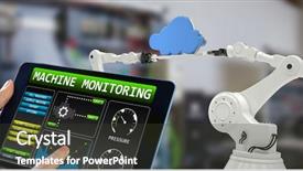  Presentation with machinery - Slides consisting of stacks computer science - man using tablet pc background and a dark gray colored foreground