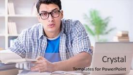  Presentation with medical student - Amazing presentation theme having stacks computer science - medical student preparing for exams backdrop and a  colored foreground