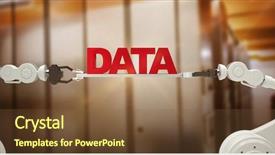  Presentation with robotic - Cool new presentation theme with stacks computer science - robotic hands holding data message backdrop and a tawny brown colored foreground