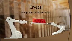  Presentation with holding hands - Amazing PPT layouts having stacks computer science - robotic hands holding red data backdrop and a coral colored foreground