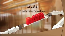  Presentation with holding hands - Cool new slides with stacks computer science - robotic hands holding red data backdrop and a coral colored foreground