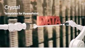  Presentation with robotic - Theme with stacks computer science - white robotic hands holding red background and a coral colored foreground