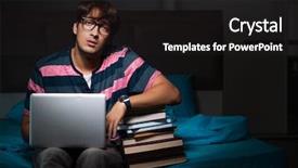  Presentation with student - Theme featuring stacks computer science - young handsome student preparing background and a  colored foreground