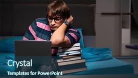  Presentation with test exam student - Amazing presentation theme having stacks computer science - young handsome student preparing backdrop and a  colored foreground