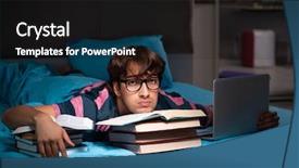  Presentation with night - PPT layouts with stacks computer science - young student preparing for exams background and a  colored foreground