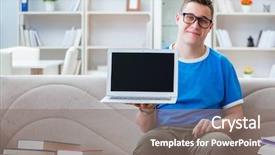  Presentation with student - Audience pleasing PPT theme consisting of stacks computer science - young student preparing for exams backdrop and a gray colored foreground