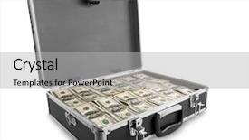  Presentation with case - Beautiful theme featuring stacks money - case full of dollar backdrop and a light gray colored foreground
