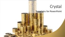  Presentation with stacks of rupee coins - Presentation design having stacks of a golden coins background and a white colored foreground