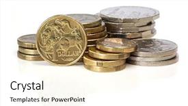  Presentation with australian - Presentation theme having stacks of australian coins reflected background and a cream colored foreground
