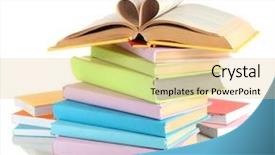  Presentation with stack books - Audience pleasing slide deck consisting of stacks of books isolated backdrop and a lemonade colored foreground