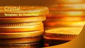  Presentation with stacks of rupee coins - Presentation theme consisting of stacks-of-coins-close-up background and a tawny brown colored foreground