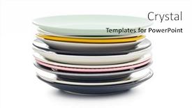  Presentation with porcelain - Presentation design with stacks-of-colorful-porcelain-plates background and a white colored foreground