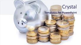  Presentation with piggy bank - Amazing PPT layouts having stacks of euro coins next backdrop and a lemonade colored foreground