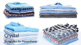  Presentation with clothes - PPT theme enhanced with stacks of folded clothes background and a light blue colored foreground