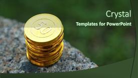  Presentation with business growth - Theme having stacks-of-gold-money-coin background and a tawny brown colored foreground