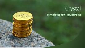  Presentation with business growth - Presentation theme enhanced with stacks-of-gold-money-coin background and a tawny brown colored foreground