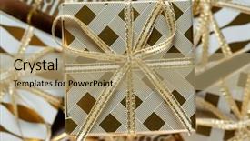  Presentation with golden christmas - Amazing PPT layouts having stacks of golden christmas presents backdrop and a coral colored foreground