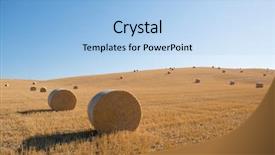  Presentation with hay field - Colorful presentation design enhanced with stacks of hay on summer backdrop and a light blue colored foreground