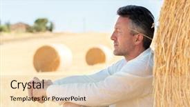  Presentation with hay field - Amazing slide set having stacks of hay on summer backdrop and a lemonade colored foreground