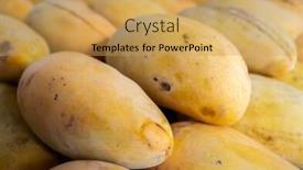  Presentation with fruits mango - Audience pleasing slide set consisting of stacks of mango fruits in yellow color at traditional marketplace taiwan backdrop and a yellow colored foreground