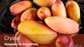  Presentation with fruits mango - Cool new presentation design with stacks of mango fruits in a basket at traditional marketplace taiwan backdrop and a tawny brown colored foreground