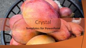  Presentation with fruits mango - Presentation theme enhanced with stacks of mango fruits in a basket at traditional marketplace taiwan background and a coral colored foreground