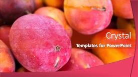  Presentation with fruits mango - Presentation design consisting of stacks-of-mango-fruits background and a crimson colored foreground