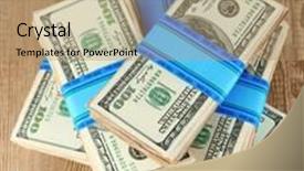  Presentation with money - Presentation theme consisting of stacks of money on wooden table background and a coral colored foreground