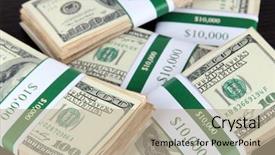  Presentation with money - Presentation theme with stacks of money on wooden background and a  colored foreground