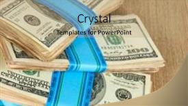  Presentation with money - Beautiful slide deck featuring stacks of money on wooden table backdrop and a coral colored foreground