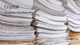 Presentation with old paper - Audience pleasing slide set consisting of stacks of old paper documents backdrop and a light gray colored foreground