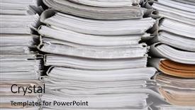 Presentation with archive - Presentation design featuring stacks of old paper documents background and a light gray colored foreground