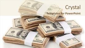  Presentation with tan book stack stacks of books - Cool new PPT theme with stacks of one hundred dollars backdrop and a lemonade colored foreground