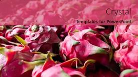  Presentation with pitaya - PPT theme having stacks of pitaya fruits in the traditional marketplace background and a red colored foreground