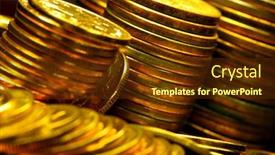  Presentation with gold - Presentation theme enhanced with stacks-of-the-gold-coins background and a tawny brown colored foreground