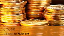  Presentation with gold - Beautiful presentation design featuring stacks-of-the-gold-coins backdrop and a gold colored foreground