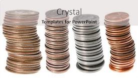  Presentation with stacks of rupee coins - PPT theme having stacks-of-u-s-currency background and a light gray colored foreground